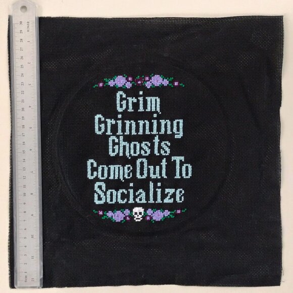 Bleak Smiling Specters (Inspired by a Haunted Mansion)/  Cross Stitch / Complete - Picture 3 of 5